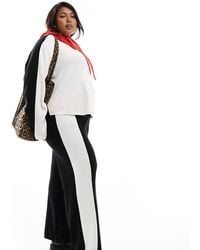 Renee Studio - Plus X Holly Wynne Exclusive Knitted Contrast Side Stripe Wide Leg Trousers Co-ord - Lyst