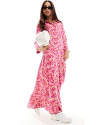 Y.A.S - Vestido camisero largo rosa con estampado floral - Lyst
