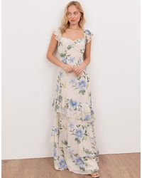 ANAYA - Flutter Sleeve Asymmetric Ruffle Maxi Dress - Lyst
