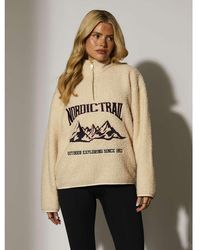 South Beach - Ski Half Zip Fleece Borg Jacket - Lyst