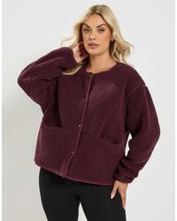 Yours Clothing - Collarless Fleece Jacket - Lyst