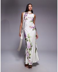 Forever New - Satin Tassel Scarf Maxi Dress - Lyst
