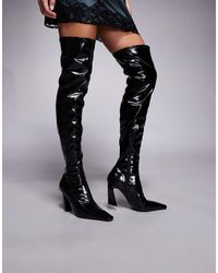 ASOS - Botas Por Encima De La Rodilla Negras Con Puntera Fina Cuadrada Keeper De - Lyst