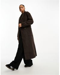 Monki - Belted Wool Blend Double Breasted Coat - Lyst