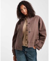 ASOS - Chaqueta Marrón Moca Con Solapas En Contraste De -Sin Color - Lyst