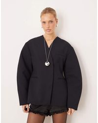 ASOS - Collarless Cinch Waist Blazer - Lyst