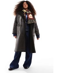 ASOS - Asos Design Curve Longline Shearling Jacket With Contrast Binding - Lyst