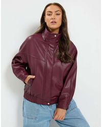 Yours Clothing - Faux Leather Funnel Neck Jacket - Lyst