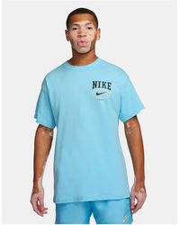 Nike - Camiseta azul con estampado gráfico en la espalda y logo swoosh - Lyst
