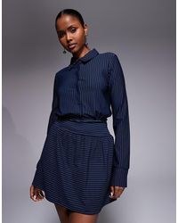 ASOS - Long Sleeve Mini Polo Dress With Cinched Waistband - Lyst