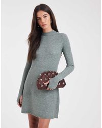 Pieces - Gebreide Mini-Jurk Met Lange Mouwen - Lyst