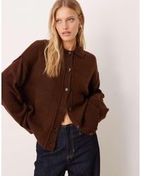 ASOS - Knitted Collar Shirt Cardigan With Seam Detail - Lyst