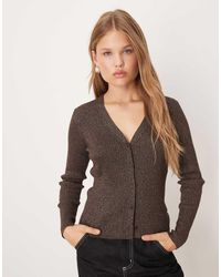 Mango - V Neck Ribbed Cardigan - Lyst