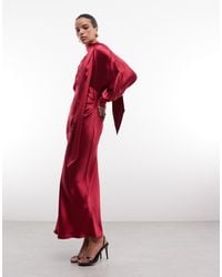 knee length dresses for ladies Pleated Metallic Satin Gown with Bodice Detail  John Paul Ataker