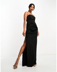 ASOS - Corset Bandeau Maxi Dress With Ruched Skirt - Lyst
