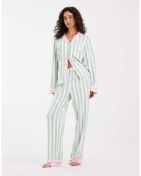 Loungeable - Revere Button Up Shirt And Pants Pyjama Set - Lyst