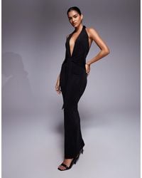 I.AM.GIA - Ziva Halterneck Plunge Low Back Tie Waist Maxi Dress - Lyst
