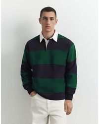 Pull&Bear - Polo A Maniche Lunghe A Righe Bottiglia - Lyst