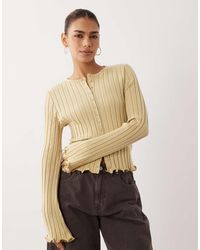 ASOS - Wide Rib Knit Frill Cuff And Hem Cardigan - Lyst