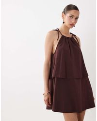ASOS - Tie Neck Baby Doll Mini Dress - Lyst