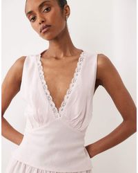 ASOS - Linen Look Halter Lace Trim Top - Lyst