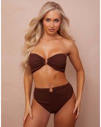 Wolf & Whistle - Fuller Bust X Abby Benson High Waist Bikini Bottom With Gold Trim Detail - Lyst