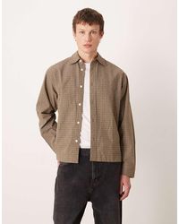 SELECTED - Camisa Marrón A Cuadros De Corte Cuadrado Extragrande De - Lyst