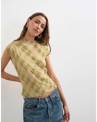 TOPSHOP - Mesh Crinkle Fitted Tee - Lyst