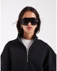 ASOS - Half Zip Boxy Funnel Neck Brushback Sweat - Lyst