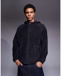 ASOS - Relaxed Zip Through Funnel Neck Fleece Hoodie - Lyst