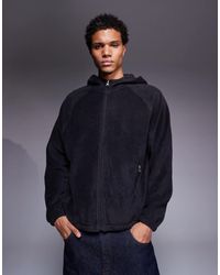 ASOS - Sweat à capuche oversize en polaire avec col cheminée et fermeture éclair - anthracite - Lyst