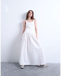 TOPSHOP - Poplin Mix Scoop Neck Maxi Dress - Lyst