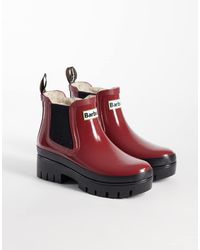 Barbour - Halton Faux Fur Patent Welly Boots - Lyst