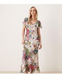 ASOS - Asos Design Petite Ruffle Sleeve Scoop Bias Maxi Dress - Lyst