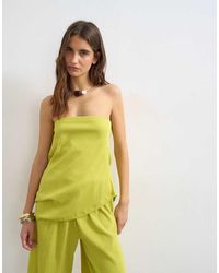 TOPSHOP - Drape Detail Textured Bandeau Co-ord Top - Lyst