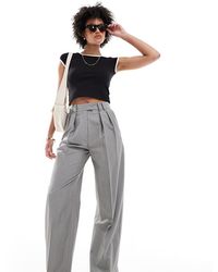 ASOS - Pantalones De Sastre Grises De Pernera Ancha Con Pinzas De Asos Design Tall - Lyst