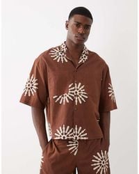 ASOS - Co-ord Boxy Oversized Revere Shirt With Linen - Lyst