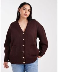 ASOS - Asos design curve – boyfriend-strickjacke aus strukturiertem garn - Lyst