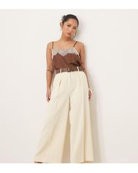 ASOS - Pantalones De Sastre Capri A Rayas Con Cinturón De Poliuretano De Petite-Sin Color - Lyst