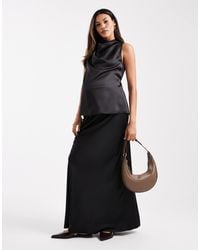 ASOS - Asos Design Maternity Satin Bias Midi Skirt - Lyst