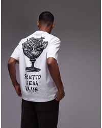 TOPMAN - T-Shirt Oversize Bianca Con Stampa "Frutto Della Valle" Sul Davanti E Sul Retro - Lyst
