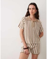 ASOS - Knitted Crochet Polo Top Co-ord - Lyst