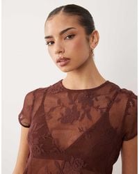 ASOS - Co-ord Crochet Floral Lace Baby Tee - Lyst
