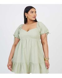 Brave Soul - Curve Cotton Puff Sleeve Mini Dress - Lyst