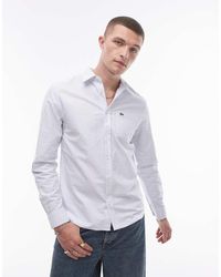 Lacoste - Camisa De Manga Larga De Rayas En Azul De - Lyst