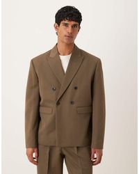 ASOS - Chaqueta De Traje De Corte Cuadrado Con Doble Botonadura De -Verde - Lyst