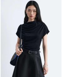 & Other Stories - 100% Cotton High Neck Draped Ruched Top - Lyst