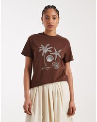 New Look - Palm Shell Printed Girlfriend Tee - Lyst