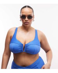 ASOS - Asos Design Curve Rory Spliced Rib V Wire Bikini Top - Lyst