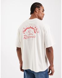 Only & Sons - T-shirt oversize avec imprimé snoopy au dos - crème et rouge - Lyst